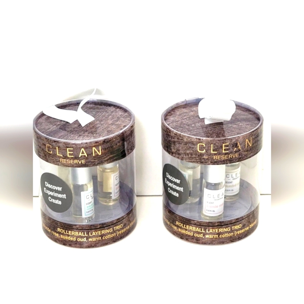 2 pk CLEAN RESERVE ROLLERBALL LAYERING TRIO blonde rose, sueded oud, warm cotton